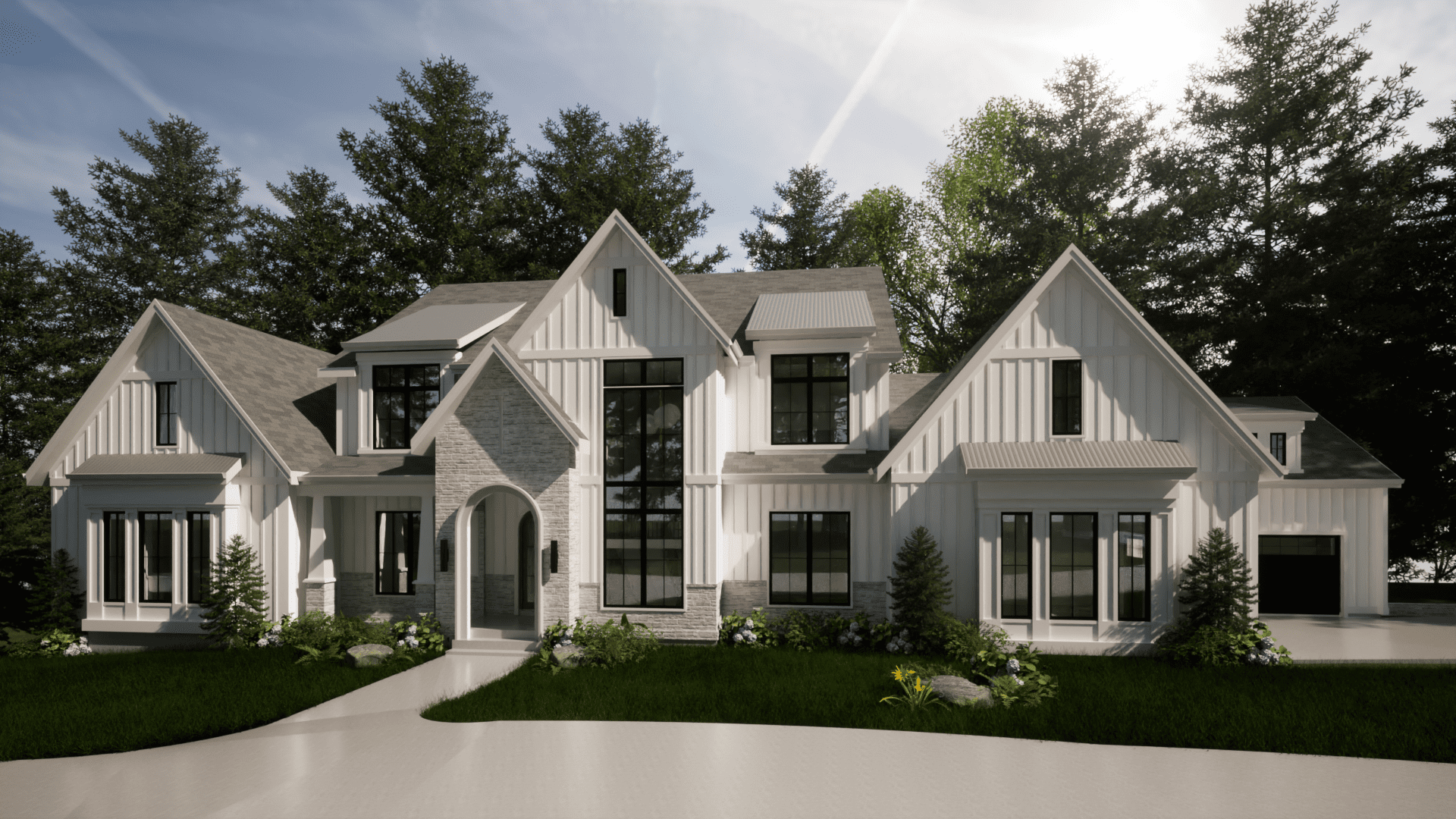 Front view of elegant style house - custom home builder